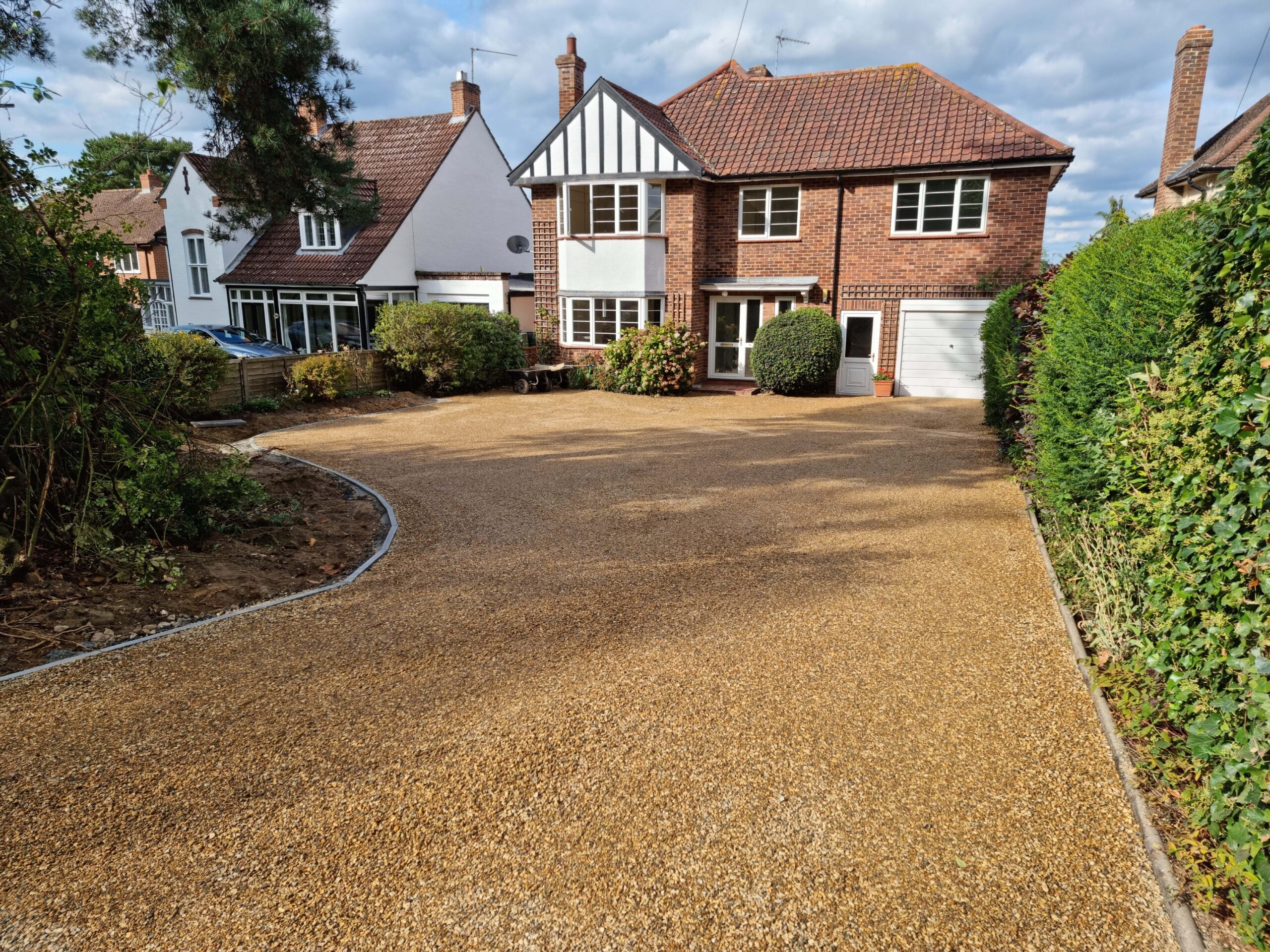 This is a newly installed tar and chip driveway installed by Halesworth Driveway Contractors